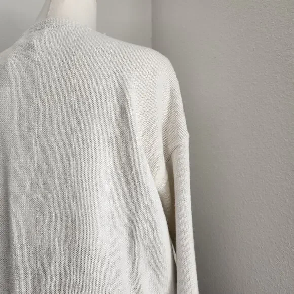 Vintage Bottega Verde Floral Embroidered Knit Cardigan Natural Fiber L - Picture 12 of 15